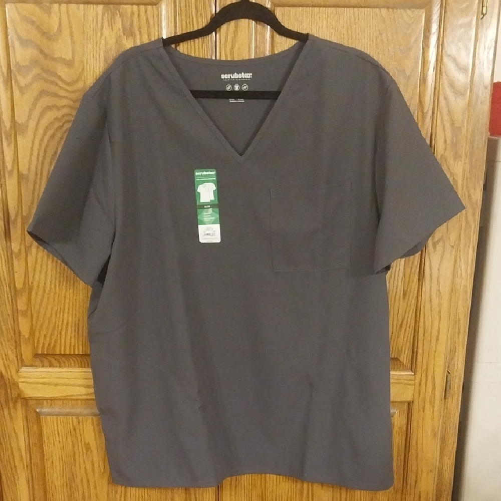 Scrubstar NWT Unisex Core Essentials V-Neck Scrub Top X-Large Pockets Gray